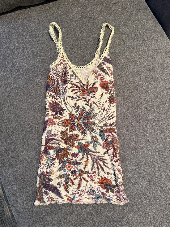 Free People Tops - Free people vintage Knit tank Cream Base with Multicolor Floral Print